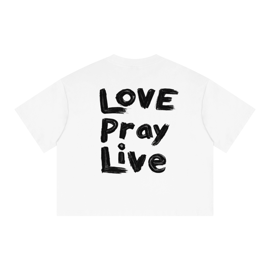 Love Pray Live -  Boxy Drop Shoulder Crop T-Shirt