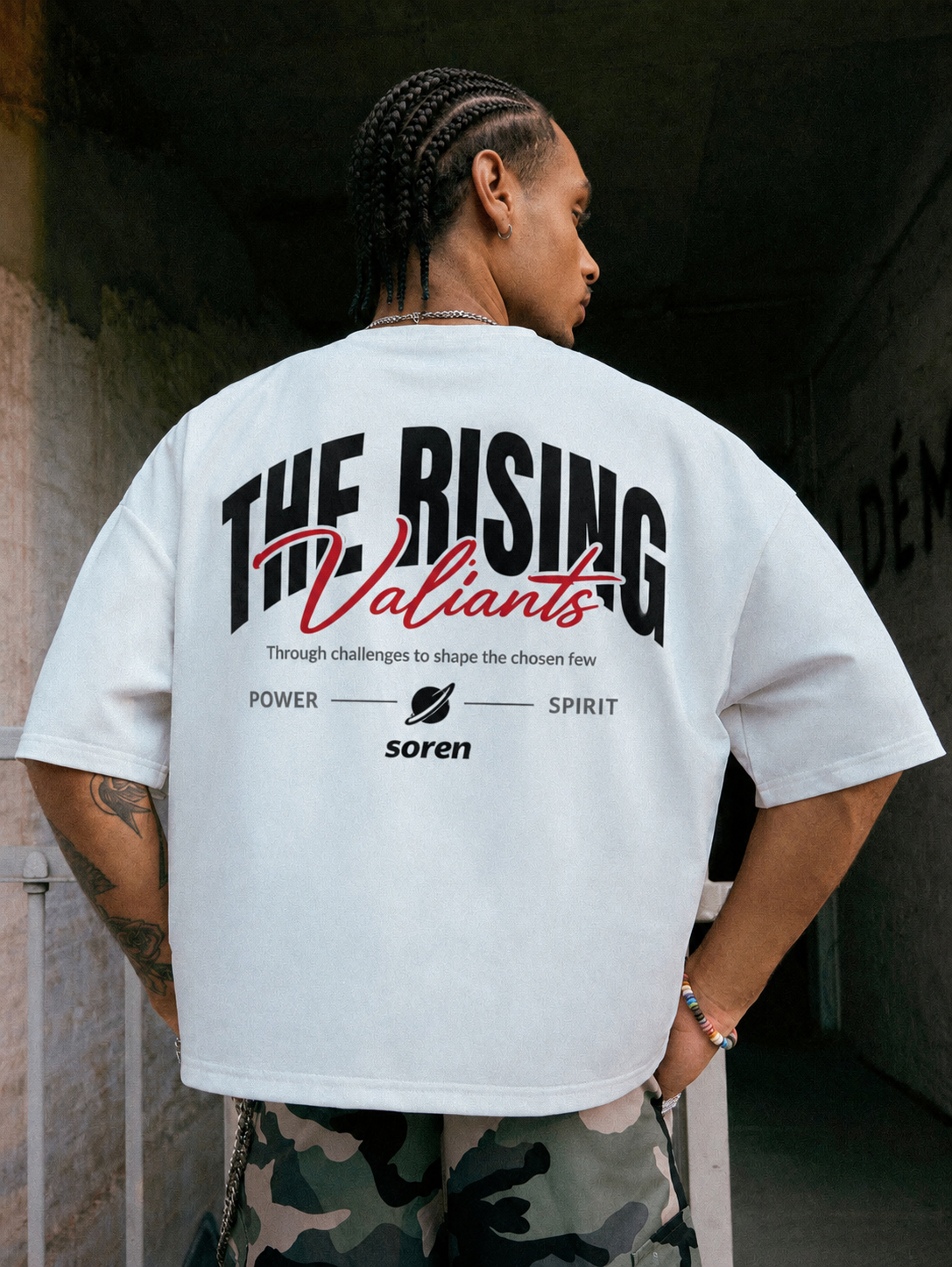The Rising - Boxy Drop Shoulder Crop T-Shirt